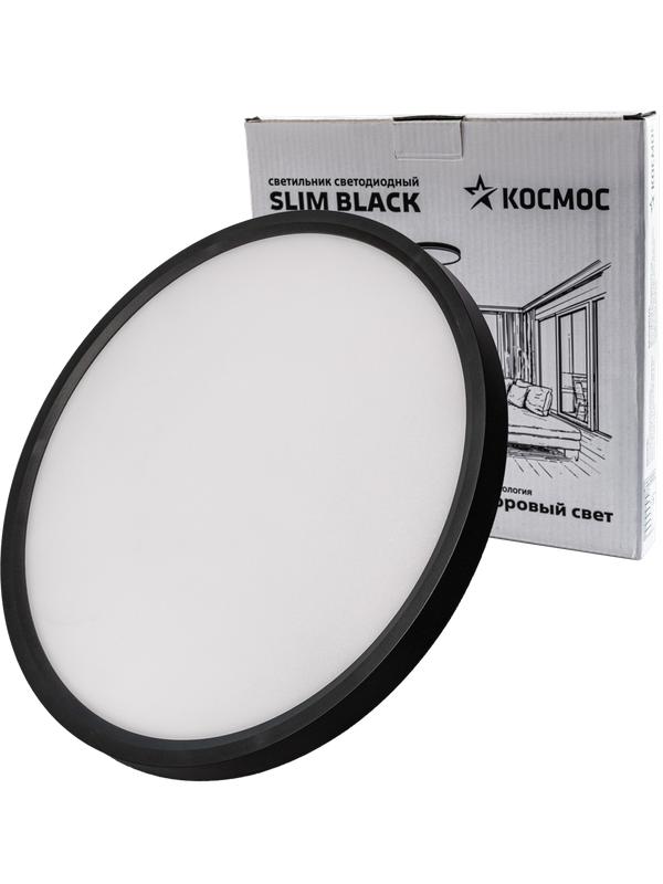 Светильник светодиодный SLIM BLACK 38Вт 4500К IP40 2650лм 230В 400х25мм КОСМОС KSlim38w_B4500K