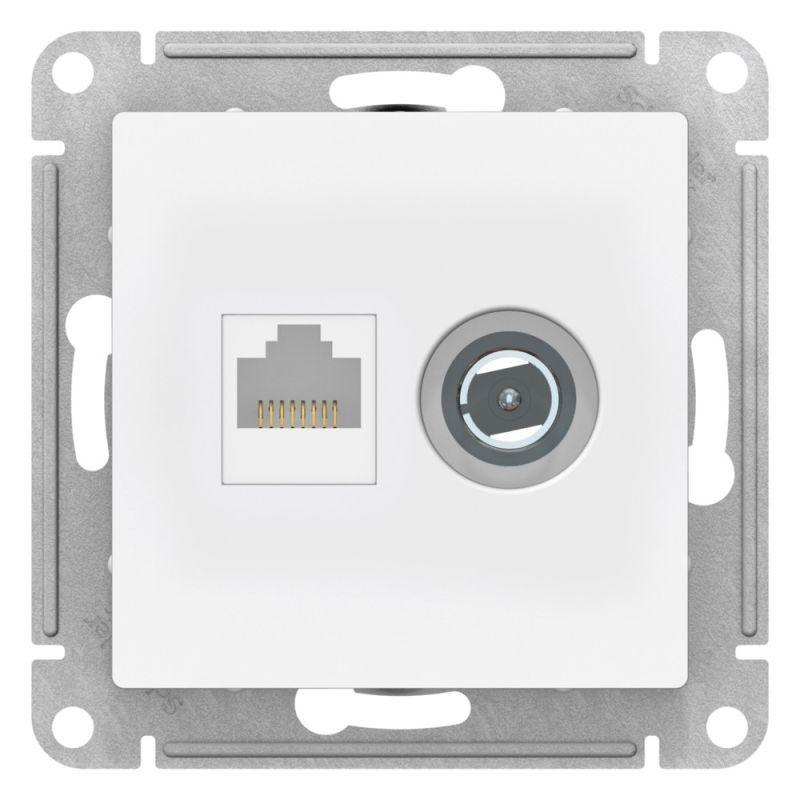 Розетка компьютерная + телевизионная 2-м СП AtlasDesign RJ45 кат.5E + TV механизм лотос SE ATN001389