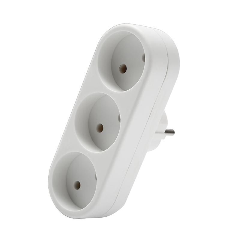 Разветвитель 3-м плоский без заземл. 10А 2200Вт 250В бел. DОМТОК 2655