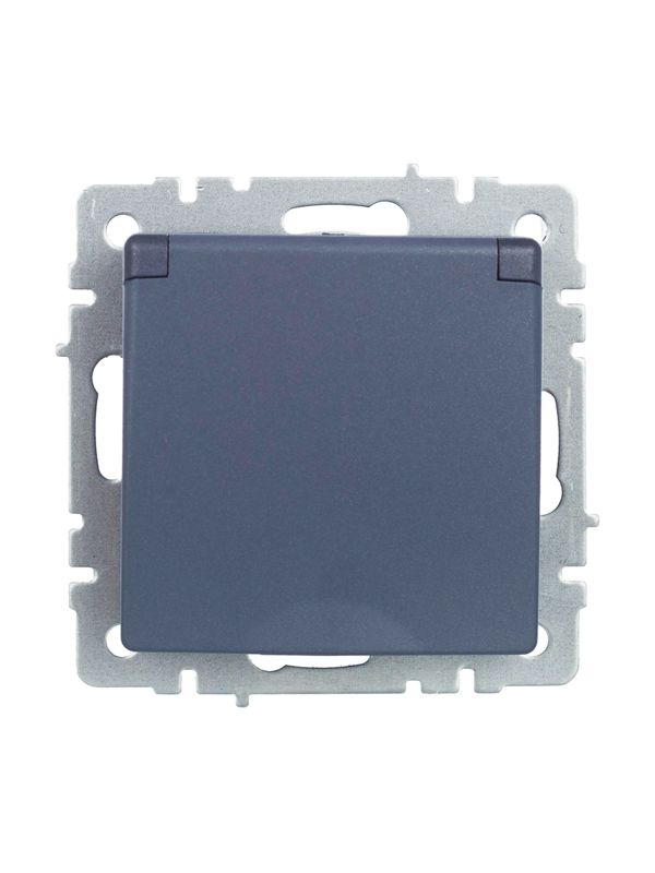 Розетка BRITE РСбш10-3-БрМ 16А IP20 с заземл. защ. шторки с крышкой механизм маренго IEK BR-R16-16-K35