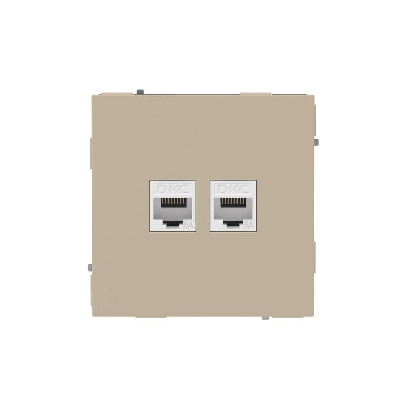 Розетка компьютерная 2-м KANT RJ45 кат.6A без шторки ванильн. марципан DKC 7015674