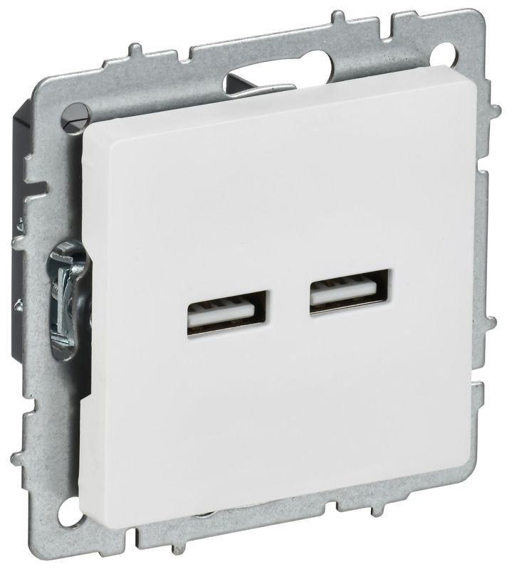 Розетка BRITE РЮ10-1-БрАБ USB A+A 3.1А механизм арктич. бел. IEK BR-U21-D31-K91