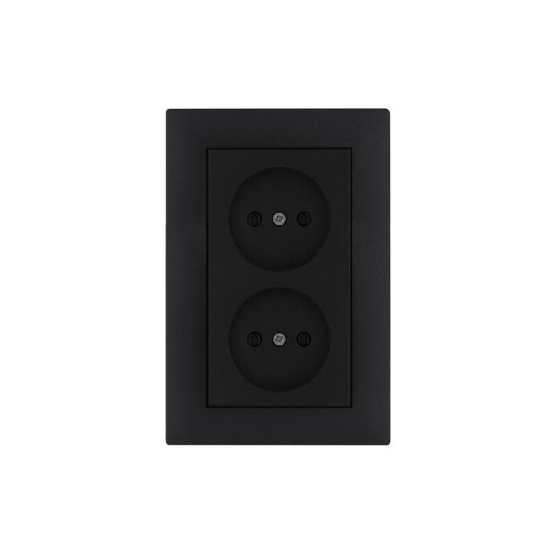 Розетка 2-я Karea RIZZ STAR без заземл. чер. Makel 88054017