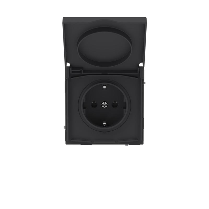 Розетка силовая KANT IP44 2P+E защ. шторки с крышкой черн. уголь DKC 7012013