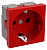 Розетка 1-м Праймер 2мод. 45х45 РКС-20-32-П-К с заземл. красн. IEK CKK-40D-RSZK2-K04-K