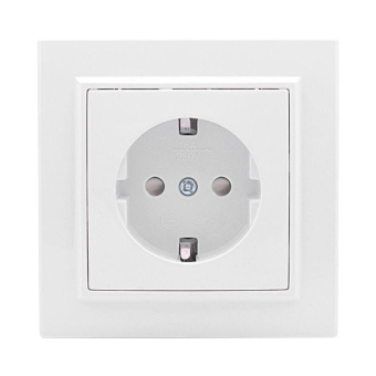 Розетка 1-м СП Минск 16А IP20 с заземл. защ. шторки бел. Basic EKF ERR16-028-100