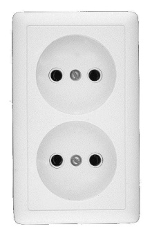 Розетка 2-м ОП Хит 16А IP20 без заземл. без защ. шторок бел. SchE RA16-237-B