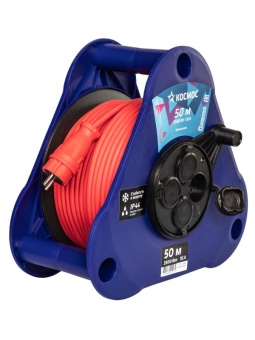 Удлинитель на треугольной катушке 4х50м 16А IP44 УКП 3500Вт КГ 2х2.5 КОСМОС YKTK50m-4g(2.5)KG-IP