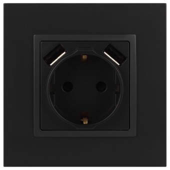 Розетка 16А 250В 2P+E с 2хUSB 5В-3А защ. шторки Elegance антрацит 14-4109-05 ЭРА Б0047871