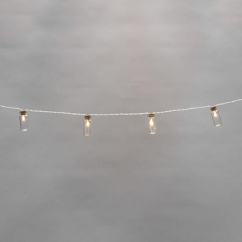 Гирлянда светодиодная "Баночки" 1.5м 10LED тепл. бел. 0.1Вт IP20 провод ПВХ прозр. элементы питания 2хAA (не в компл.) Neon-Night 303-096