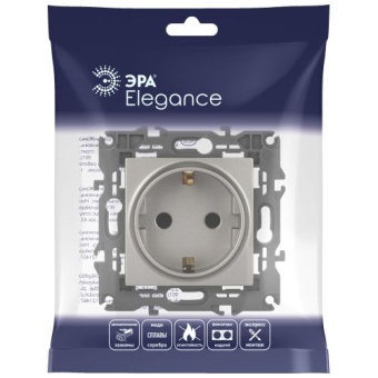 Розетка Elegance 14-2102-16 16А 250В 2P+E Schuko защ. шторки титан Эра Б0065806
