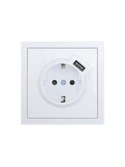 Розетка 1-мест. с/з+USB разъем ZIMA IP20 бел. LEZARD 704-0288-181