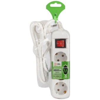 Удлинитель 3х1.5м с заземл. с выкл. ПВС 3х1 UDL-16-315-ES Greenline Эра Б0065078