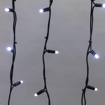 Гирлянда светодиодная "Айсикл" (бахрома) 4х0.6м 128LED бел. 10Вт 230В IP67 эффект мерцания провод каучук черн. (нужен шнур питания 315-000) Neon-Night 255-235