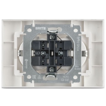 Розетка 2-м СП BRITE РСПл12-3-БрАБ 16А в сборе с заземл. без защ. шторок плоская арктич. бел. IEK BR-R27-16-K91-F