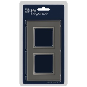 Рамка 2-м Elegance 14-5102-16 для розеток и выключателей стекло титан Эра Б0065835