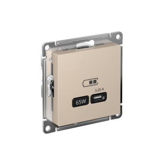 Розетка USB AtlasDesign тип C 65Вт высокоскор. ЗУ QC PD механизм песочн. SE ATN001227