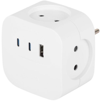 Разветвитель 4-м SP-4-3USBAC-W + 3 USB A+C со шторками 10А бел. Эра Б0069083