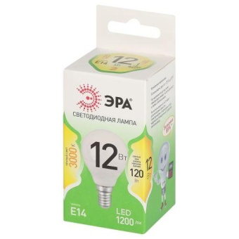 Лампа светодиодная GREEN LINE P45-12W-830-E14 GL 12Вт шар 3000К свет тепл. E14 Эра Б0067042