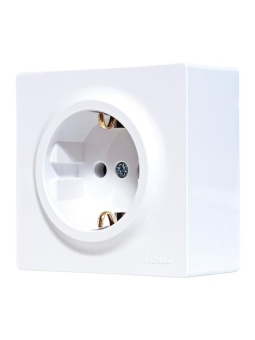 Розетка 1-м ОП LETO с заземл. ПБТ бел. LEZARD 752-0200-122B