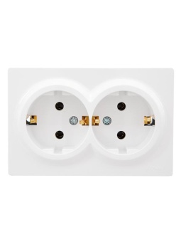 Розетка 2-м ОП LETO с заземл. закрытый корпус ПБТ бел. LEZARD 752-0200-127B