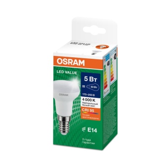 Лампа светодиодная LED G4 Value LVR3940 5W/940 CRI95 5Вт 4000К 500лм грибовидная матов. E14 170-250В OSRAM 4610590511686