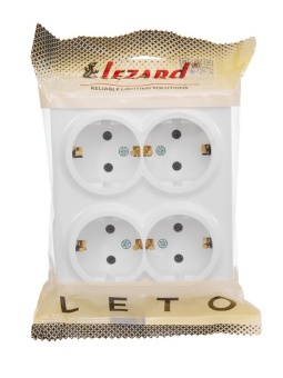 Розетка 4-м ОП LETO с заземл. закрытый корпус ПБТ бел. LEZARD 752-0200-127BDP
