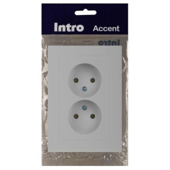 Розетка 2-м СП Accent 6-204-01 16А IP20 250В 2P AL/CU бел. Intro Б0063447
