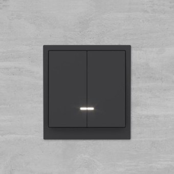 Выключатель 2-кл. KANT с подсветкой черн. уголь DKC 7012134