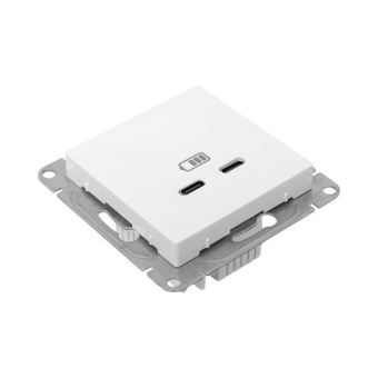 Розетка 2-м СП Эпика USB-C механизм бел. EKF UP1-SOW-2USBC