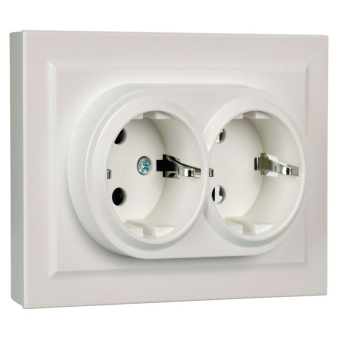 Розетка 2-м СП BRITE РС12-3-БрЖ 16А в сборе с заземл. без защ. шторок жемчуж. IEK BR-R21-16-K36-F