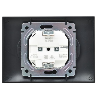 Розетка 2-м SKANDY 10А без заземл. без защ. шторок в сборе SK-R10Bl черн. IEK SK-R20-10-K02-F