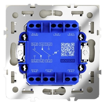 Переключатель проходной 2-кл. СП S70 10А с подсветкой механизм сталь Voltum VLS020405