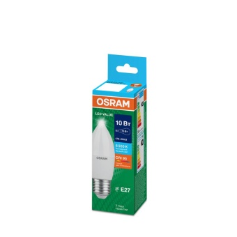 Лампа светодиодная LED G4 Value LVCLB75 10W/965 CRI95 10Вт 6500К 1000лм свеча матов. E27 170-250В OSRAM 4058075579590