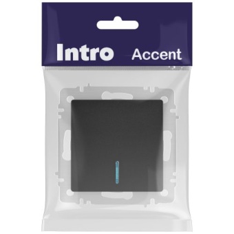 Выключатель 1-кл. СП Accent 6-102-05 10А IP20 250В с подсветкой AL/CU антрацит Intro Б0063475
