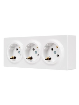 Розетка 3-м ОП LETO с заземл. закрытый корпус ПБТ бел. LEZARD 752-0200-127BUP