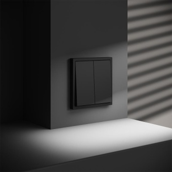 Переключатель проходной 2-кл. СП S70 10А механизм черн. матов. Voltum VLS020308