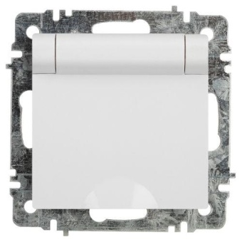 Розетка 1-м СП Accent 6-203-01 16А IP20 250В 2P+E Schuko с крышкой AL/CU бел. Intro Б0063709