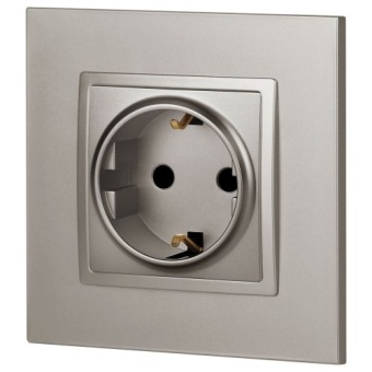 Розетка Elegance 14-2102-16 16А 250В 2P+E Schuko защ. шторки титан Эра Б0065806
