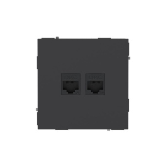 Розетка компьютерная 2-м KANT RJ45 кат.5E без шторки черн. уголь DKC 7012664