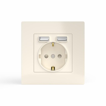 Розетка 1-м СП Pixel с заземл. с 2-мя заряд. устр. USB тип A+A механизм беж. TOKOV ELECTRIC TKE-PX-R1U2A-C02