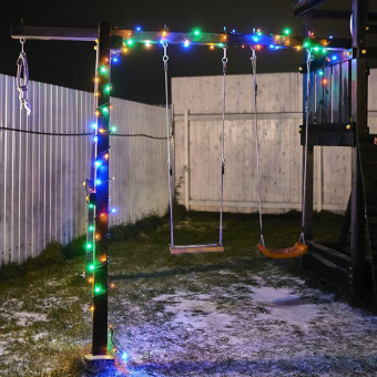 Гирлянда светодиодная "Твинкл Лайт" 10м 100LED мультиколор 10Вт 220В IP65 с контроллером 8 режимов провод ПВХ черн. Neon-Night 303-139
