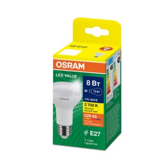Лампа светодиодная LED G4 Value LVR6375 8W/927 CRI95 8Вт 2700К 800лм грибовидная матов. E27 170-250В OSRAM 4610590511730