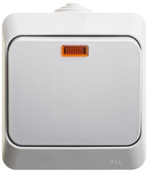 Выключатель 1-кл. ОП Этюд 10А IP44 10AX с подсветкой сер. SE BA10-045C
