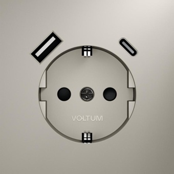 Розетка 1-м СП S70 16А с USB A+С с заземл. защ. шторки механизм кашемир Voltum VLS040503