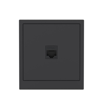 Розетка компьютерная 1-м KANT RJ45 кат.6A без шторки черн. уголь DKC 7012673