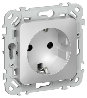 Розетка СП FLITE РС11-1-ФлА 16А с заземл. без защ. шторок безвинтовое крепление механизм алюм. IEK FI-R11-16-1-K47