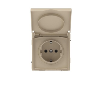 Розетка силовая KANT IP44 2P+E защ. шторки с крышкой ванильн. марципан DKC 7015013