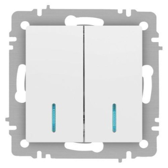 Выключатель 2-кл. СП Accent 6-105-01М 10А IP20 250В с подсветкой AL/CU бел. матов. Intro Б0063507