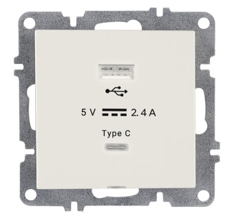 Розетка LAVIN/KAREN USB + TYPE-C механизм бел. ARVIA 50 01 1000 304